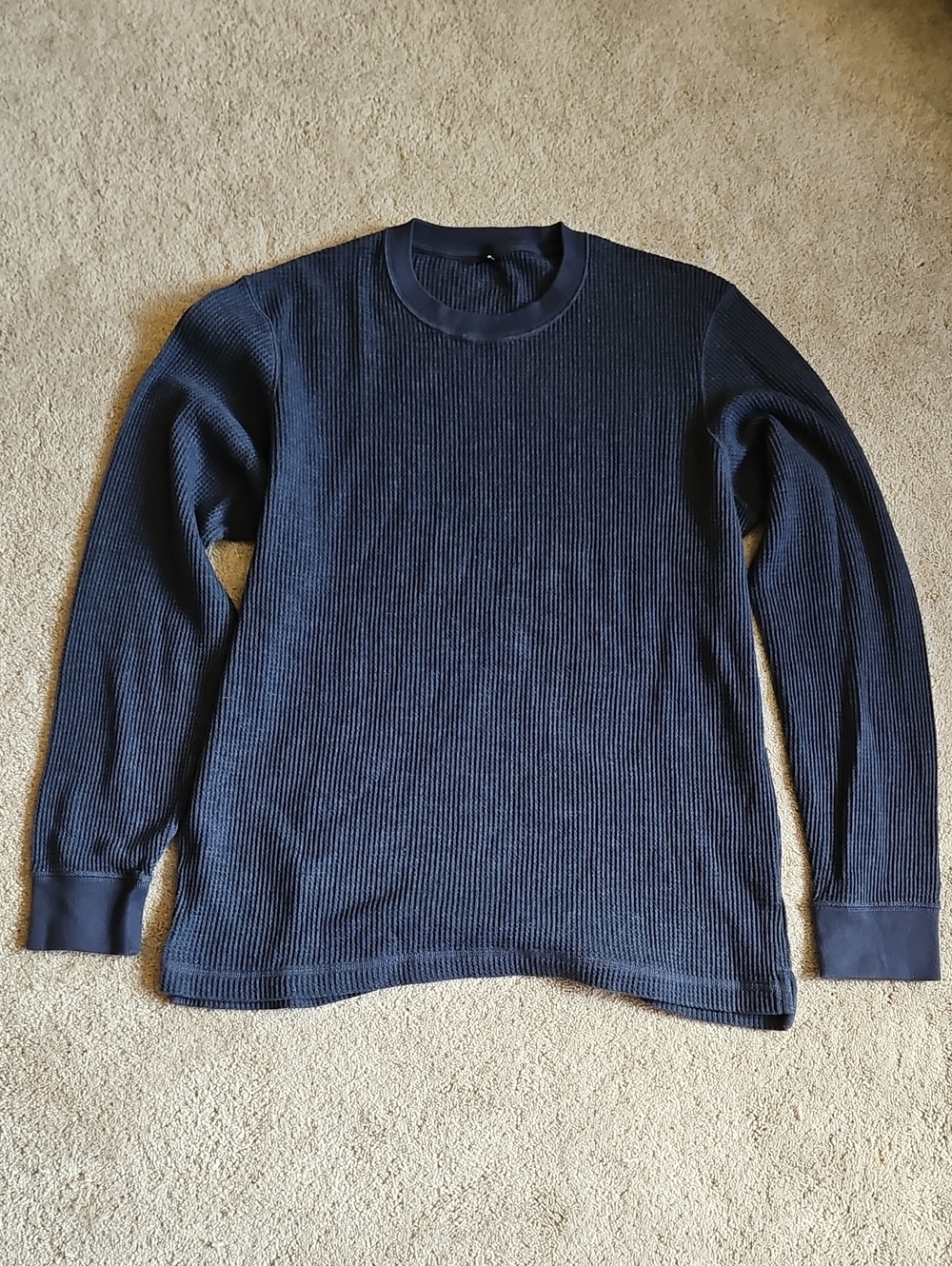 Uniqlo Navy Waffle Knit Long Sleeve Shirt